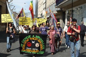 The start of the Geneva-Brussels march