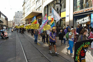 The start of the Geneva-Brussels march