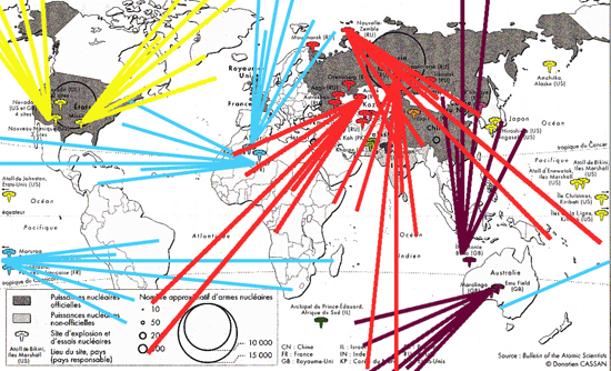 Estimated extent of radioactive contamination due to nuclear testing