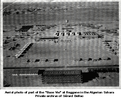 Aerial photo of part of the Base Vie at Reggane in the Algerian Sahara - Private archive of G�rard Dellac-