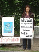 Françoise Bouvier delante de la OMS del 1 al 3 septiembre de 2008