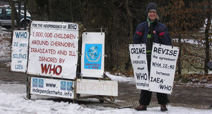 Carole Bouvier in front of WHO, 5th January 2009