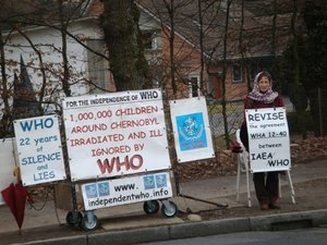 Odile Puget in front of WHO from 23rd to 27th February 2009