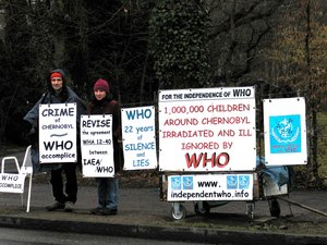 Christophe Elain and Corinne Trit in front of WHO from 4th to 6th March 2009