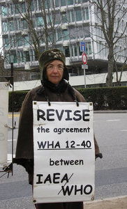 Françoise Chanial in front of WHO from 23rd to 27th March 2009