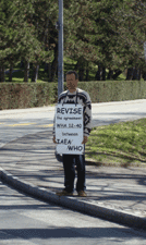 Philippe Monier-Genoud in front of WHO from 30th March to 3rd April 2009