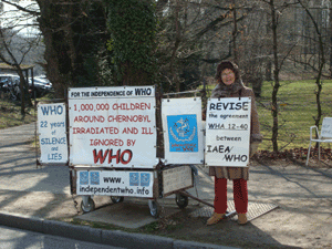 Christine Kjelberg in front of WHO from 30th March to 3rd April 2009