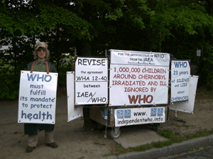 Carole Bouvier in front of WHO, 8th May 2009