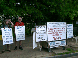 Carole Bouvier and Jean-Marie Frontini in front of WHO, 11th May 2009