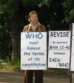 Christine Kjelberg in front of WHO from 18th to 22nd May 2009