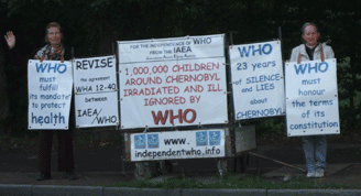 Christine Kjelberg and Isabelle Notale in front of WHO from 9th to 10th June 2009