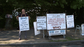 Jean Yves Peillard delante de la OMS del 1 al 3 julio 2009