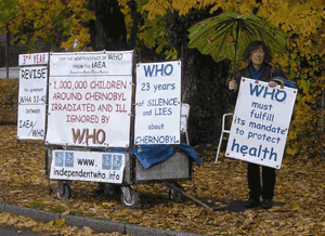 Nelly Vincent devant lOMS le 4 novembre 2009