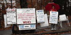 Catherine Fusch devant lOMS le 30 novembre 2009