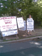 Martine Cuennet in front of WHO, 26th August 2010