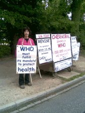 Françoise Bouvier in front of WHO, 30th August 2010