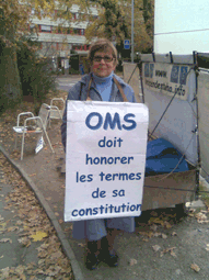 Martine Cuennet in front of WHO, 2nd November 2010