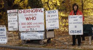 Françoise Bouvier in front of WHO, 3rd November 2010