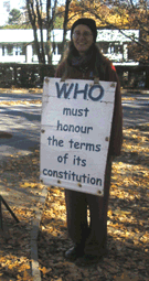 Hannelore Schmid in front of WHO, 5th November 2010