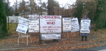 Martine Cuennet in front of WHO, 9th November 2010