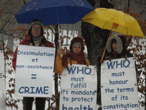 Jean Luc Tonnerieux, Lamamo y Alison Katz delante de la OMS del 6 al 10 diciembre 2010