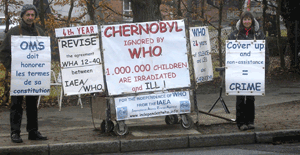 Henri Tendron and Alison Katz in front of WHO from 18th to 19th January 2011