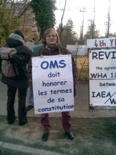 Éliane Varagnat in front of WHO, 28th January 2011