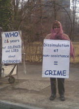 Martine Cuennet in front of WHO, 28th January 2011