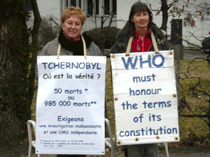 Renée Barasinski et Alison Katz devant lOMS du 14 au 15 mars 2011