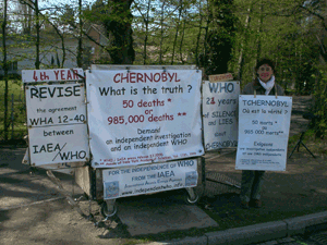 Isabelle Perrey in front of WHO, 5th April 2011